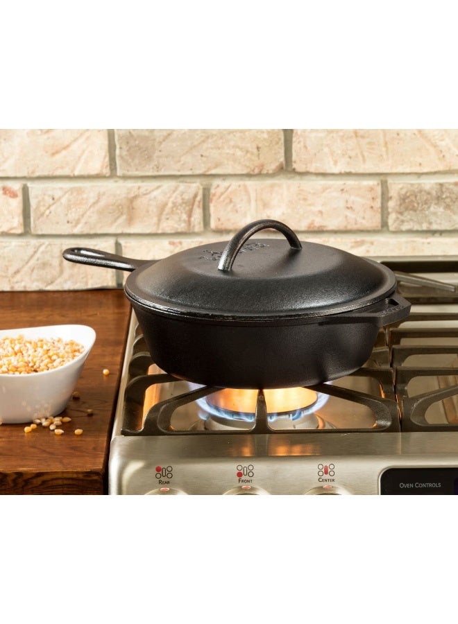 Lodge Lcc3 Pre-Seasoned Combo Cooker  Black  W 27.4 X H 10.2 L 38.9 Cm  3 Litre   3.2 Quart  Cast Iron - Image 3