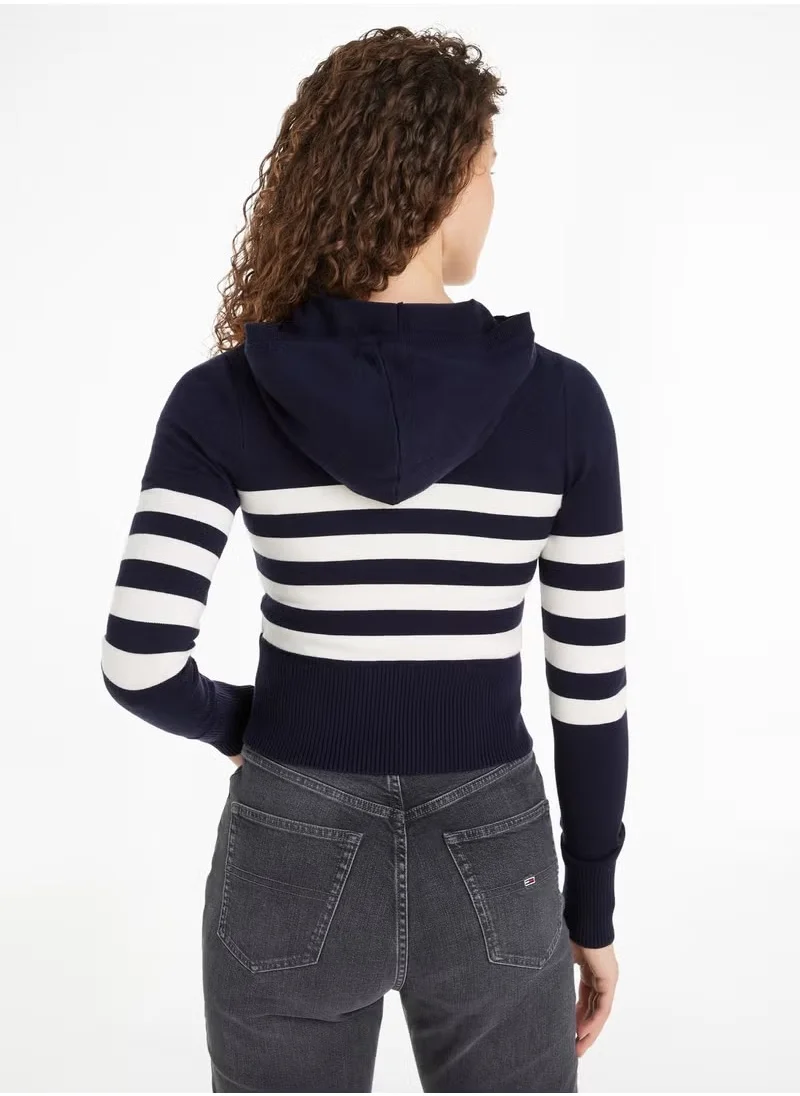 تومي جينز TJW STRIPE ZIP THRU BADGE HOOD