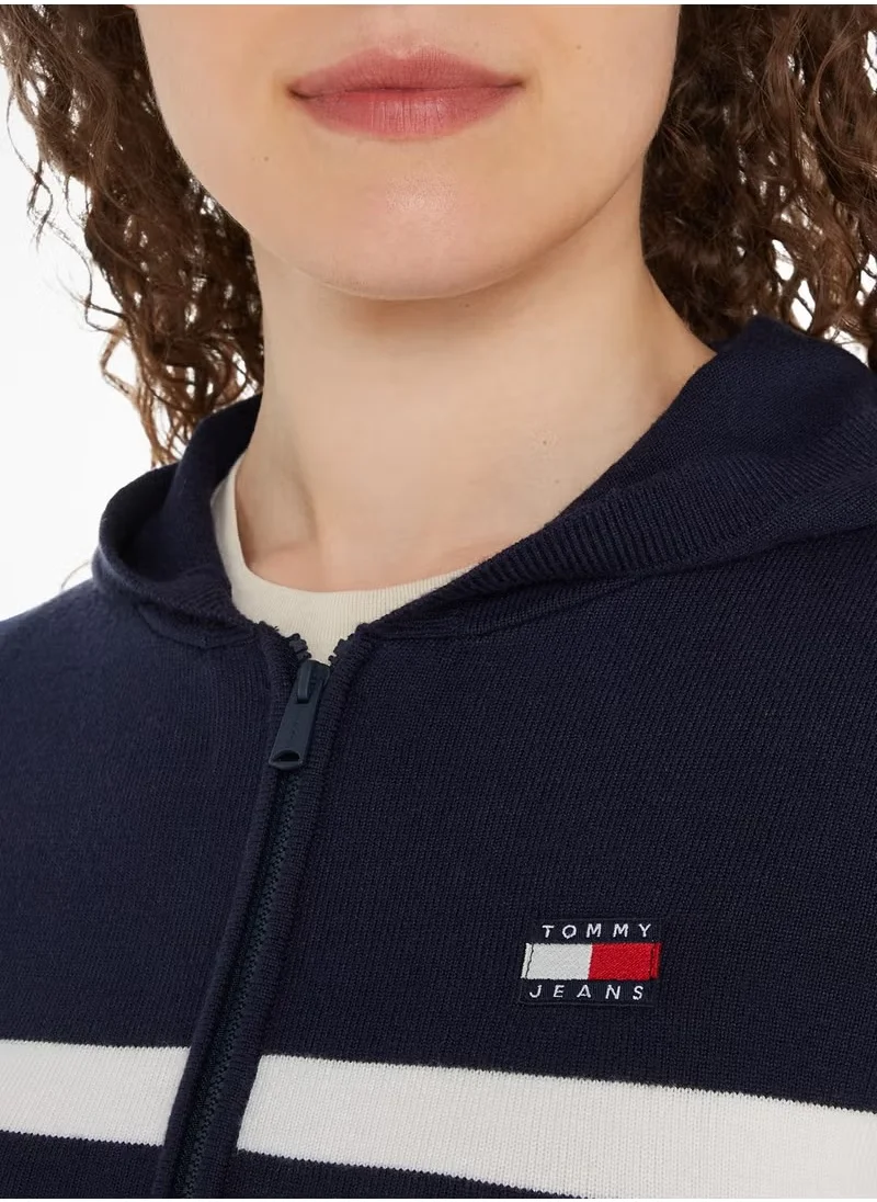 تومي جينز TJW STRIPE ZIP THRU BADGE HOOD