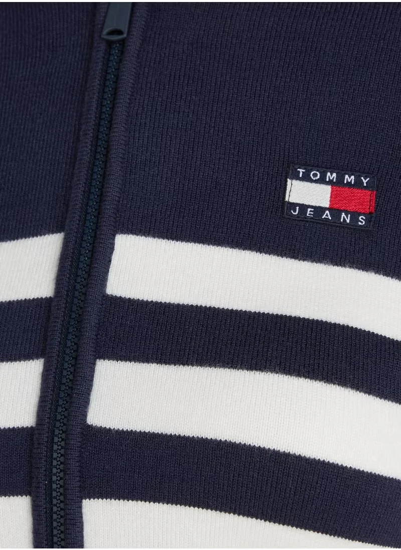 تومي جينز TJW STRIPE ZIP THRU BADGE HOOD