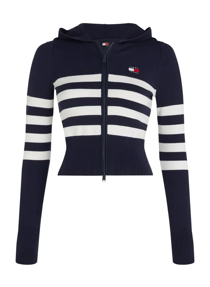 تومي جينز TJW STRIPE ZIP THRU BADGE HOOD