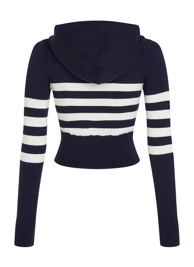 تومي جينز TJW STRIPE ZIP THRU BADGE HOOD