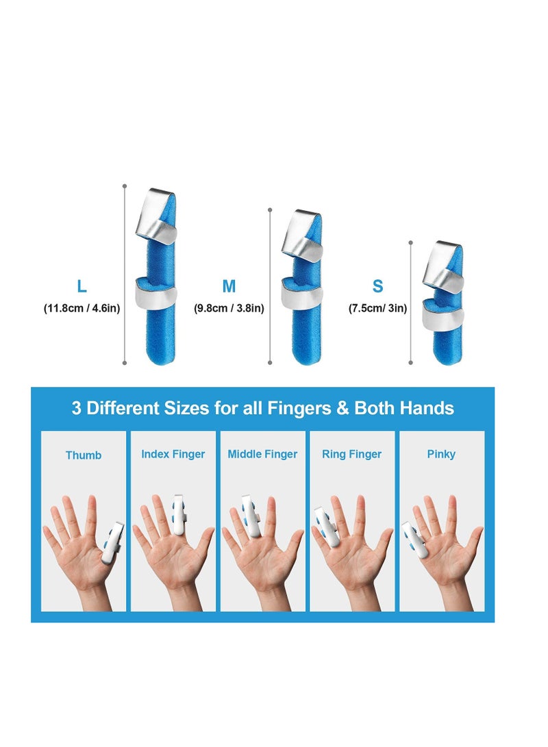 SYOSI Finger Splint, Set of 3 Sizes Broken Thumb & Finger Brace Support, Metal Stabilizer for Fractures, Strains, Sprains & Arthritis Pain Relief Adults & Children - Image 3