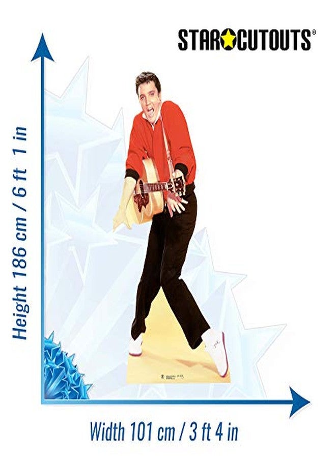 Star Cutouts Ltd SC577 Elvis Presley Lifesize Cardboard Cut Out Red Jacket and Guitar - Elvis Presley Gift - Elvis Presley Party Decoration - Official Music Memorabilia for Fans - Image 4