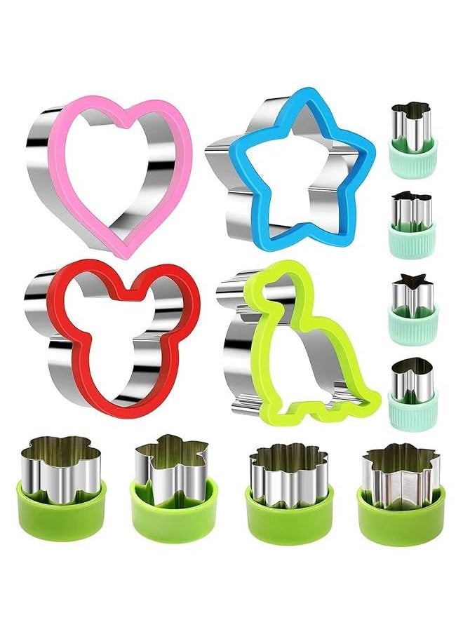Beauenty 12Pcs Stainless Steel Sandwich Cookie Cutters Set Mini Vegetable Fruit Cutters Food Grade Cookie Cutter Mold for Kids Food Decoration Tools for Kitchen 