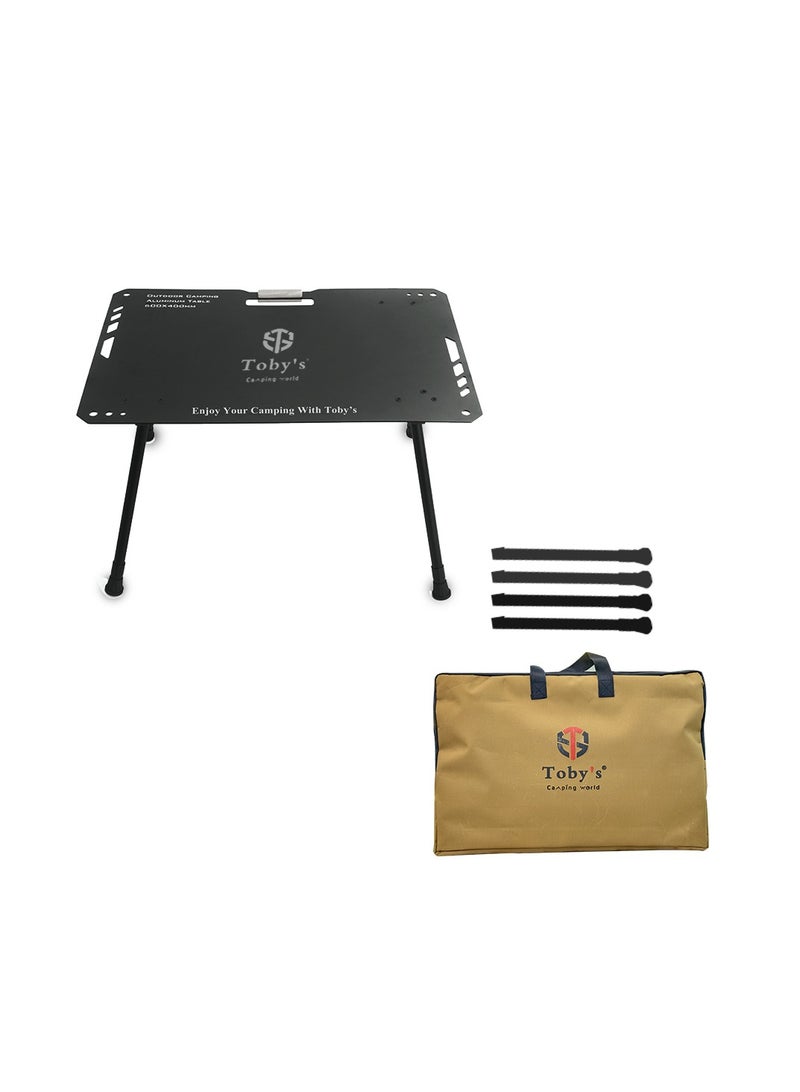 توبيز طاولة تخييم سوداء قابلة للطي من Toby’s مع فانوس LED تلسكوبي قابل للشحن – متينة، مقاومة للماء، إضاءة RGB/SOS للرحلات والطوارئ - Image 4
