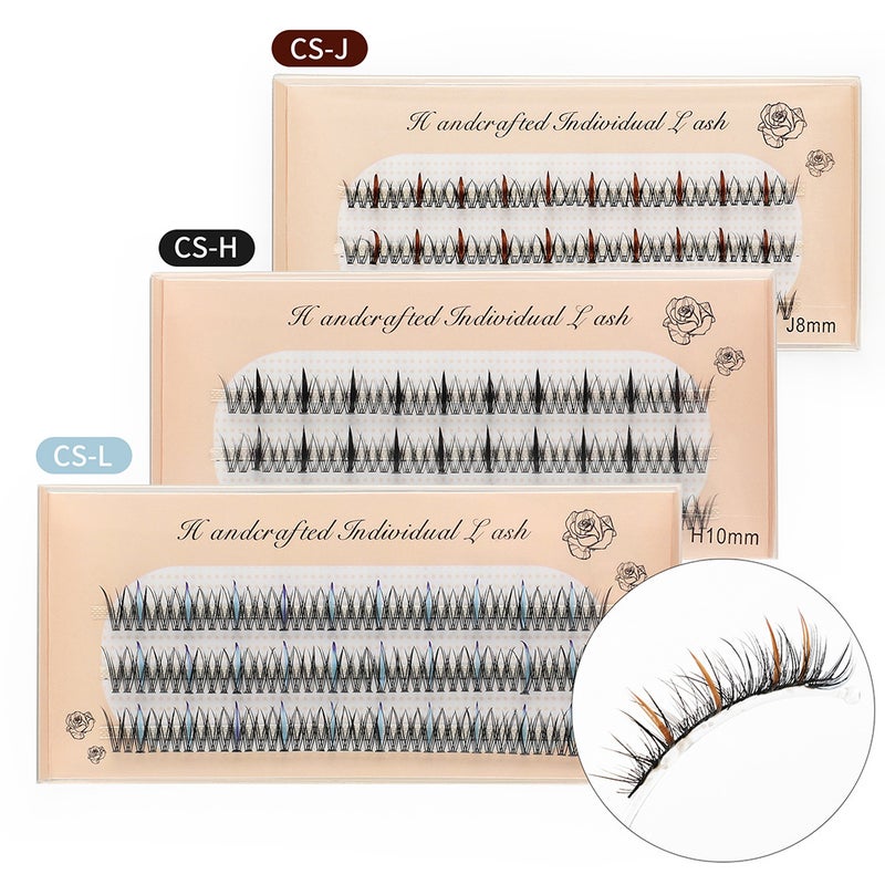 New Grafting Eyelash Single False Eyelash Natural Dense Soft Fiber Color Sandwich Planting Cluster - Image 1