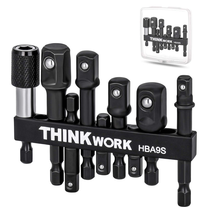 THINKWORK Impact Socket Adapter Set 14 38 12 Drill Socket Adapter Set with 14 Hex Shank for Impact Power Driver Cordless Drill Screwdriver