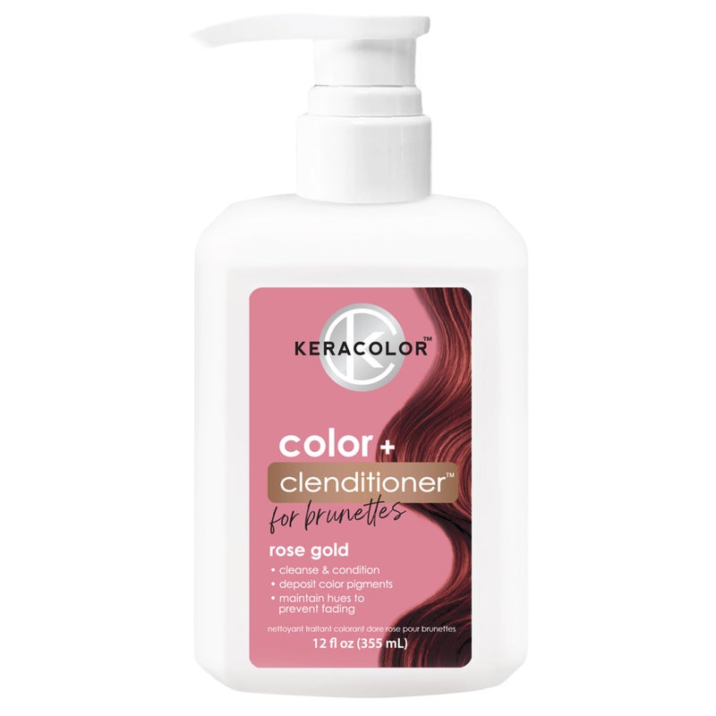 Keracolor Color + Clenditioner 3-in-1 Color-Depositing Conditioner for Brunettes, Gently Cleanses & Conditions, Semi-Permanent Hair Color, Rose Gold, 12 Fl Oz - Image 1