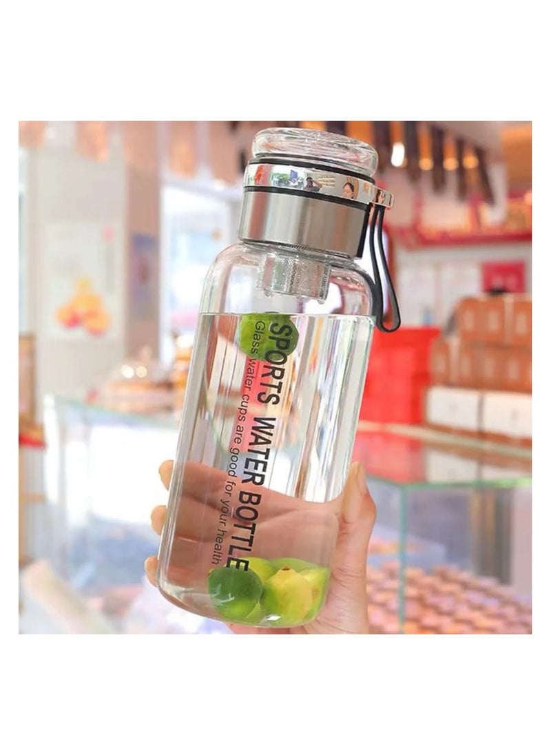 Generic - Borosilicate Glass Water Bottle 1Litre With Filter Tea Infuser and Protective Sleeve -Imported - Image 1