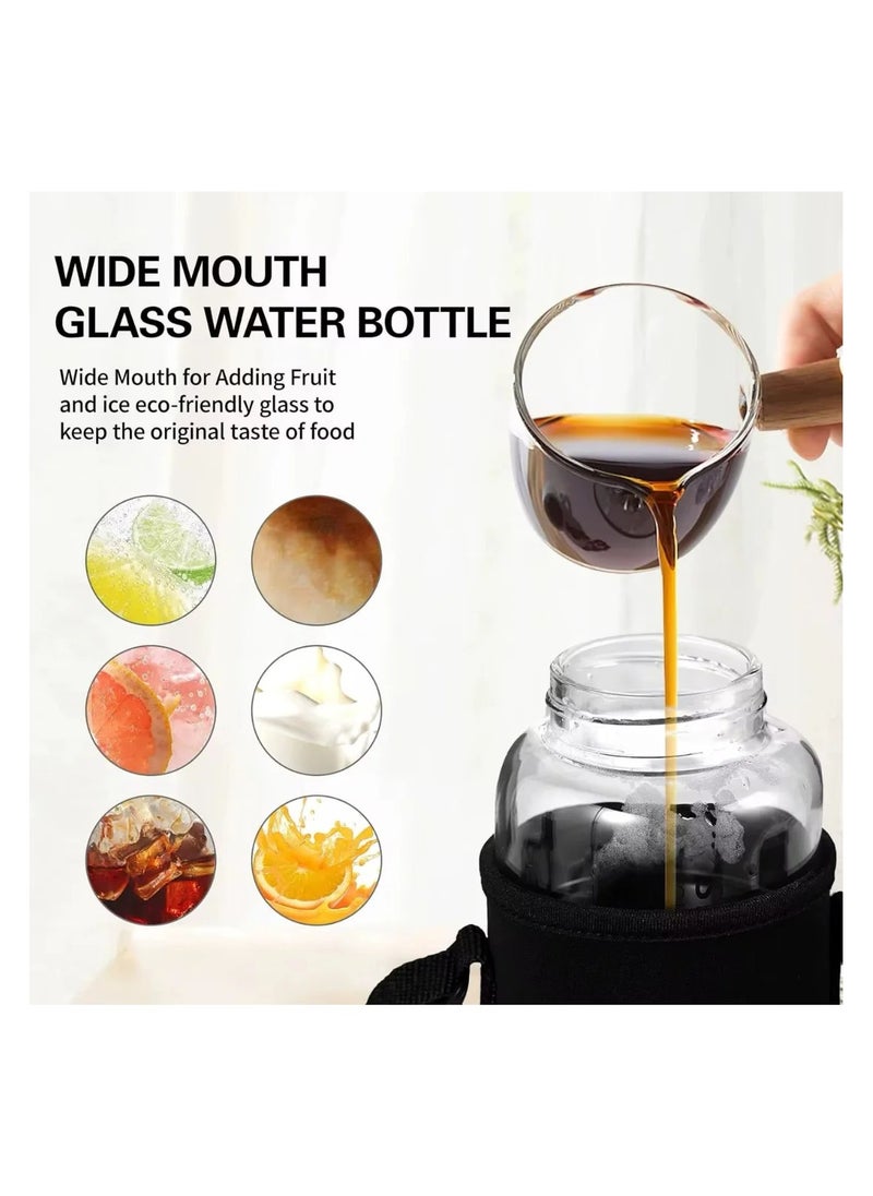Generic - Borosilicate Glass Water Bottle 1Litre With Filter Tea Infuser and Protective Sleeve -Imported - Image 1