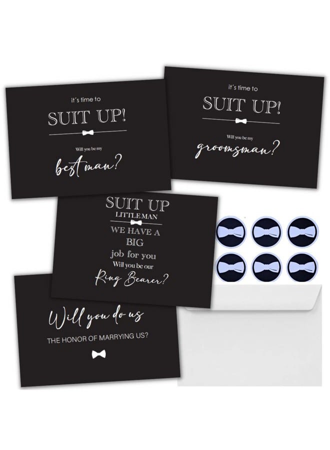 Hat Acrobat 12 Groomsmen Proposal Cards Including Best Man, Ring Bearer and Officiant Cards with Envelopes and Stickers - Wedding Invitation Cards for Groomsmen Gifts (Black) - Image 1