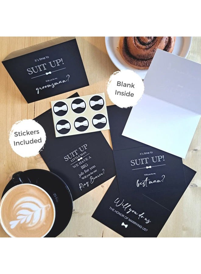 Hat Acrobat 12 Groomsmen Proposal Cards Including Best Man, Ring Bearer and Officiant Cards with Envelopes and Stickers - Wedding Invitation Cards for Groomsmen Gifts (Black) - Image 3