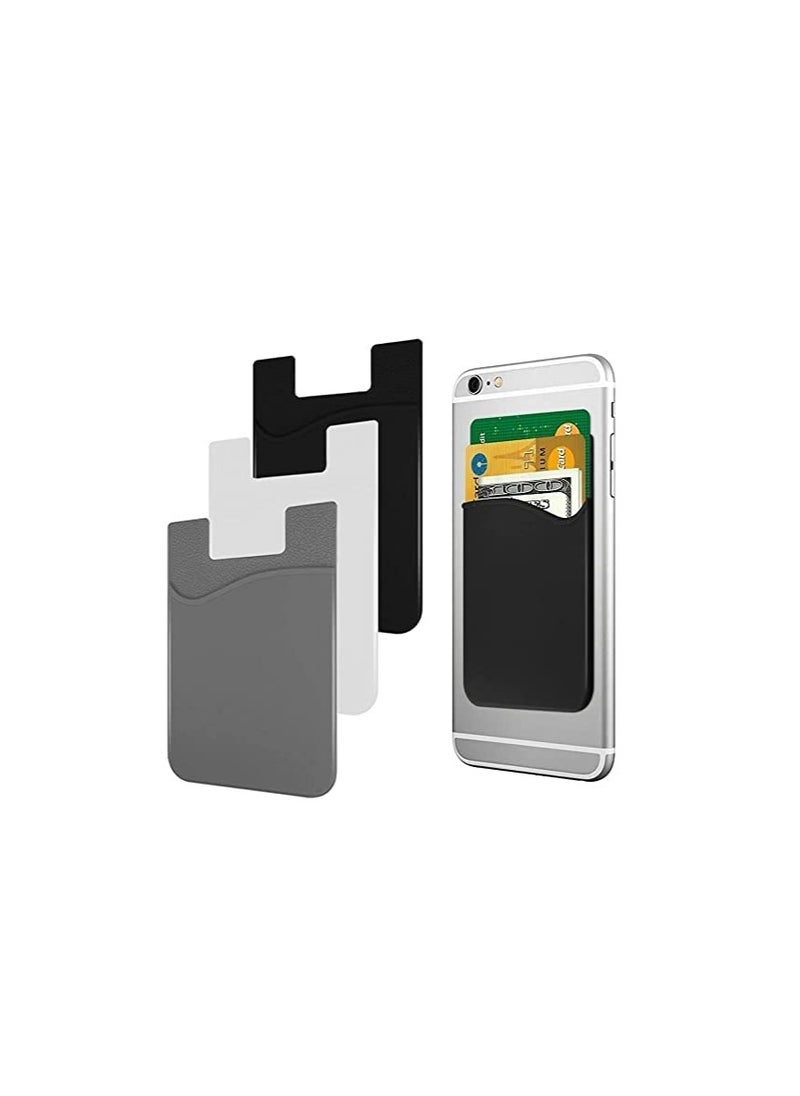 Excefore - 3pcs Cellphone Card Holder Back Wallet, Silicone Adhesive Stick-on Credit Card ID Card Keeper - Image 1