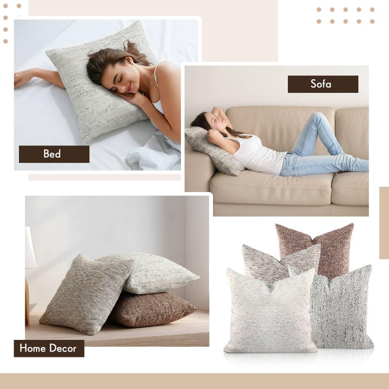 Tegeme 4 Pack Boucle Throw Pillow Covers 18x18 Inch Boho Accent Farmhouse Square Decorative Pillow Covers Cozy Soft Couch Cushion Case for Home Decor Bed Sofa Living Room - Image 3