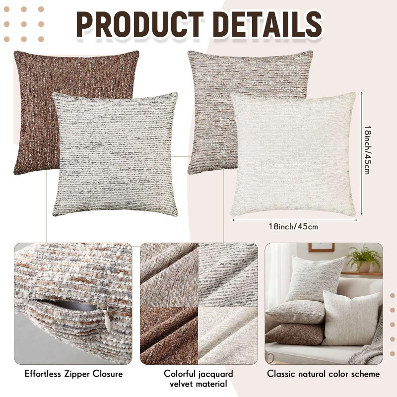 Tegeme 4 Pack Boucle Throw Pillow Covers 18x18 Inch Boho Accent Farmhouse Square Decorative Pillow Covers Cozy Soft Couch Cushion Case for Home Decor Bed Sofa Living Room - Image 2