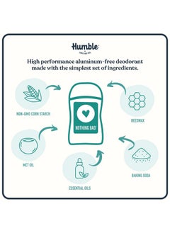 HUMBLE SIMPLE AND TRUE. HUMBLE BRANDS Original Formula Aluminum-free Deodorant. Long Lasting Odor Control with Baking Soda and Essential Oils, Lemongrass & Sage, Pack of 1  - Image 3