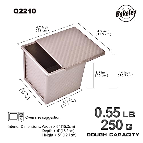 Bakeley Mini Pullman Loaf Pan with Lid 055Lb NonStick Rectangle Flat Toast Box for Oven Baking Champagne Gold - Image 3