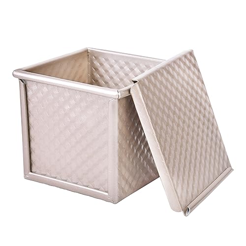 Bakeley Mini Pullman Loaf Pan with Lid 055Lb NonStick Rectangle Flat Toast Box for Oven Baking Champagne Gold - Image 1