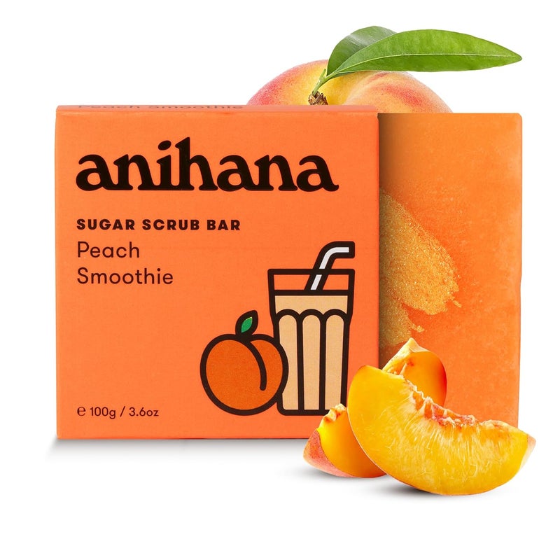 ANIHANA Sugar Scrub Soap Bar with Coconut Oil Moisturizing Gentle Exfoliating Body Scrub Refreshing Peach Smoothie Scent 36 Oz