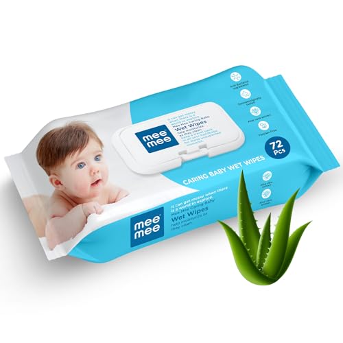 Mee Mee Multipurpose Baby Wipes - Aloe-Infused Hygiene, Mess-Free Mealtimes, Dermatologically Tested, Alcohol-Free, and Resealable Packaging for Baby's Delicate Skin With LId (72 PCS) - Image 1