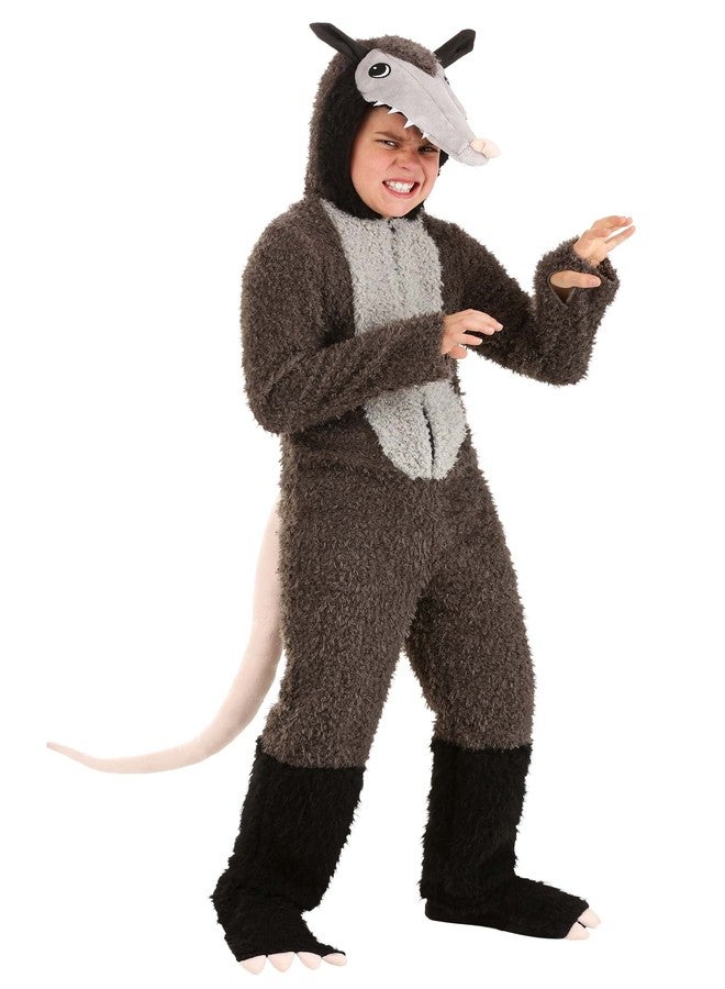 Fun Costumes Fuzzy Possum Kids Costume - Hooded Jumpsuit and Shoe Covers, Large - Image 1