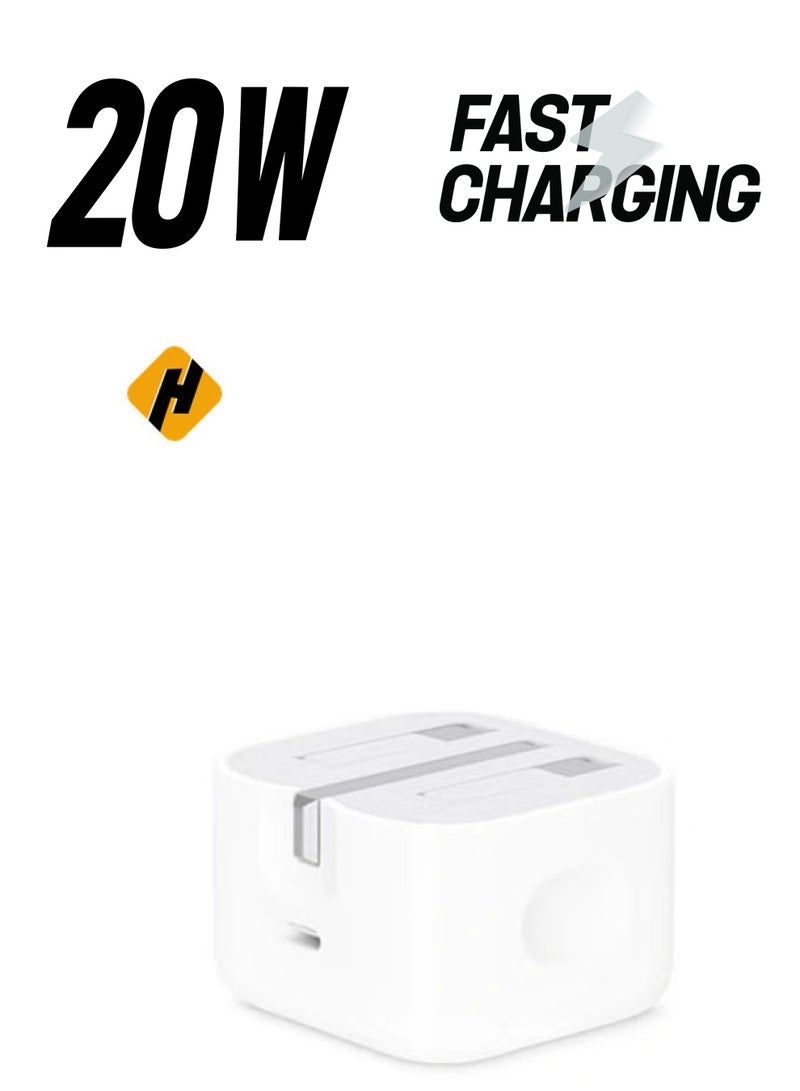 HuHa 20W Foldable Fast Charging Wall Adapter Compatible with Apple iPhone 12 Pro Max/11 Pro Max/SE, iPad White  - Image 1