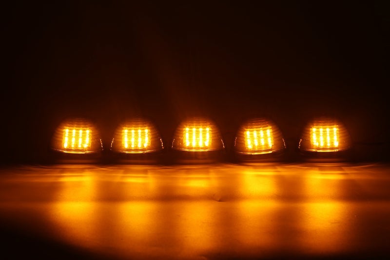 KOMAS 5 X Cab Marker Light, Smoke Lens With Amber 16 LED Roof Running Lights, Top Clearance Light for 1999-2016 Ford F150 F250 F350 F450 F550 F650 F750 E150 E250 E350 E450 Super Duty Pickup Truck - Image 2