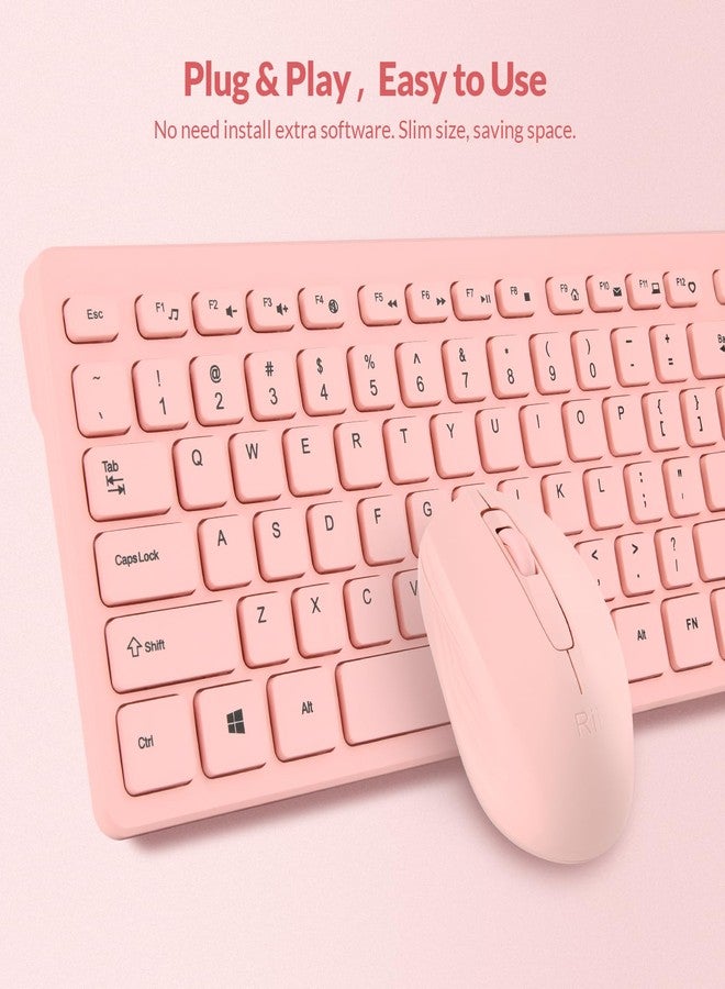 Rii Wireless Keyboard and Mouse Combo - Standard Office PC Keyboard and Optical Wireless Mice (PINK) - Image 5