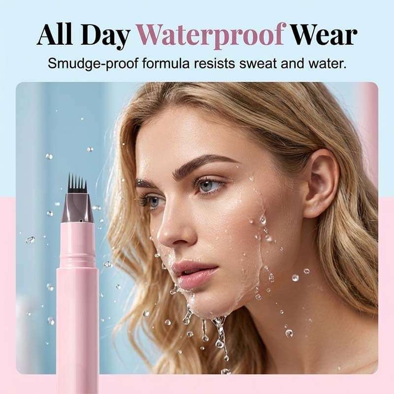 Beginner-Friendly Smudge-Proof Liquid Eyebrow Pen, 6 Tip Precise Eye Brow Makeup Pen Waterproof Long-Lasting Fine Stroke Contouring for Effortlessly Create Hair Like Natural Brows (Black) - Image 4