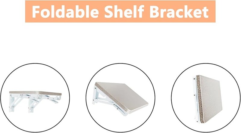 Heavy Duty Steel Folding Shelf Brackets 2PCS White 492x23x133mm Wall Mounted - Image 5