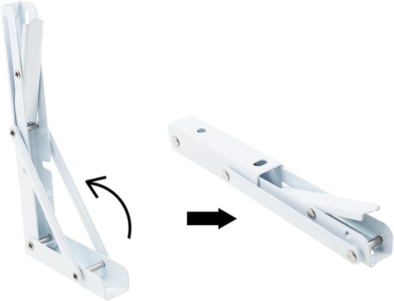 Heavy Duty Steel Folding Shelf Brackets 2PCS White 492x23x133mm Wall Mounted - Image 4