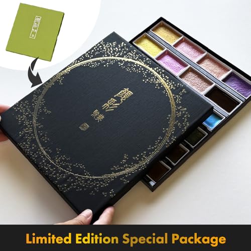 Kuretake GANSAI TAMBI Watercolor Paint Set 24 Glittery Colors II - Metallic, Professional-quality art supplies for artists adult painting aketching, Non-Toxic, Made in Japan - Image 5