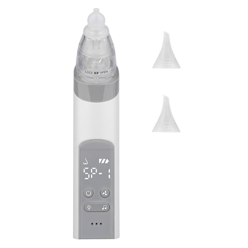 Baby Nasal Aspirator Electric Nose Suction Nose Cleaner with 3 Silicone Tips & Suction Strengths Built-in Flashlight and Music - Image 1