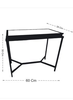fan baytk Black service table with clear glass, distinctive design, ideal for homes, cafes and hotels, size 60 cm length, 35 cm width, 50 cm height.  - Image 4