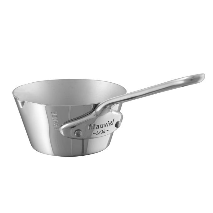 MMINIS 1MM STAINLESS STEEL MINI CHEF PAN WITH POURING EDGE AND CAST STAINLESS STEEL HANDLE 015QT MADE IN FRANCE