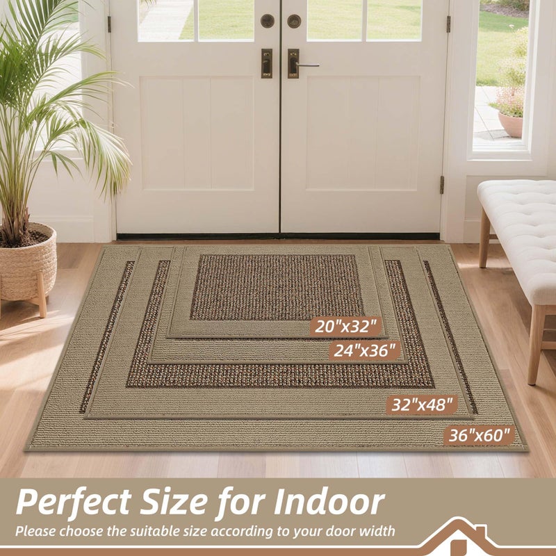 BEQHAUSE Indoor Door Mat 24" x 36", Dirt Trapper Door Mats Non-Slip Entryway Rugs Washable, Resist Dirt Absorbent Welcome Mat, Low Profile Floor Mats for Front Back Door and Entryway, Taupe - Image 2