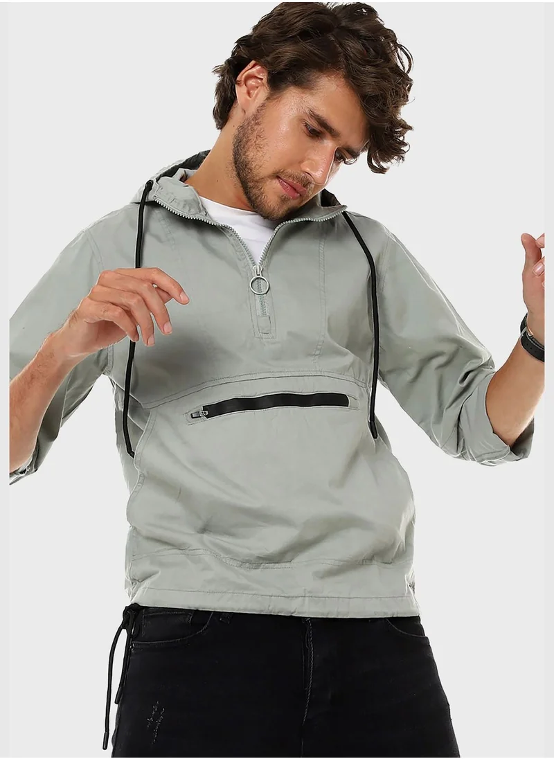 Campus Sutra Hoodie Collar Jacket
