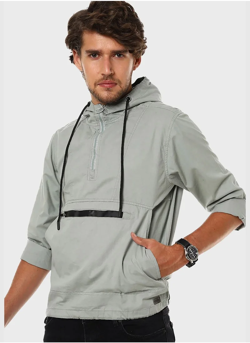 Campus Sutra Hoodie Collar Jacket