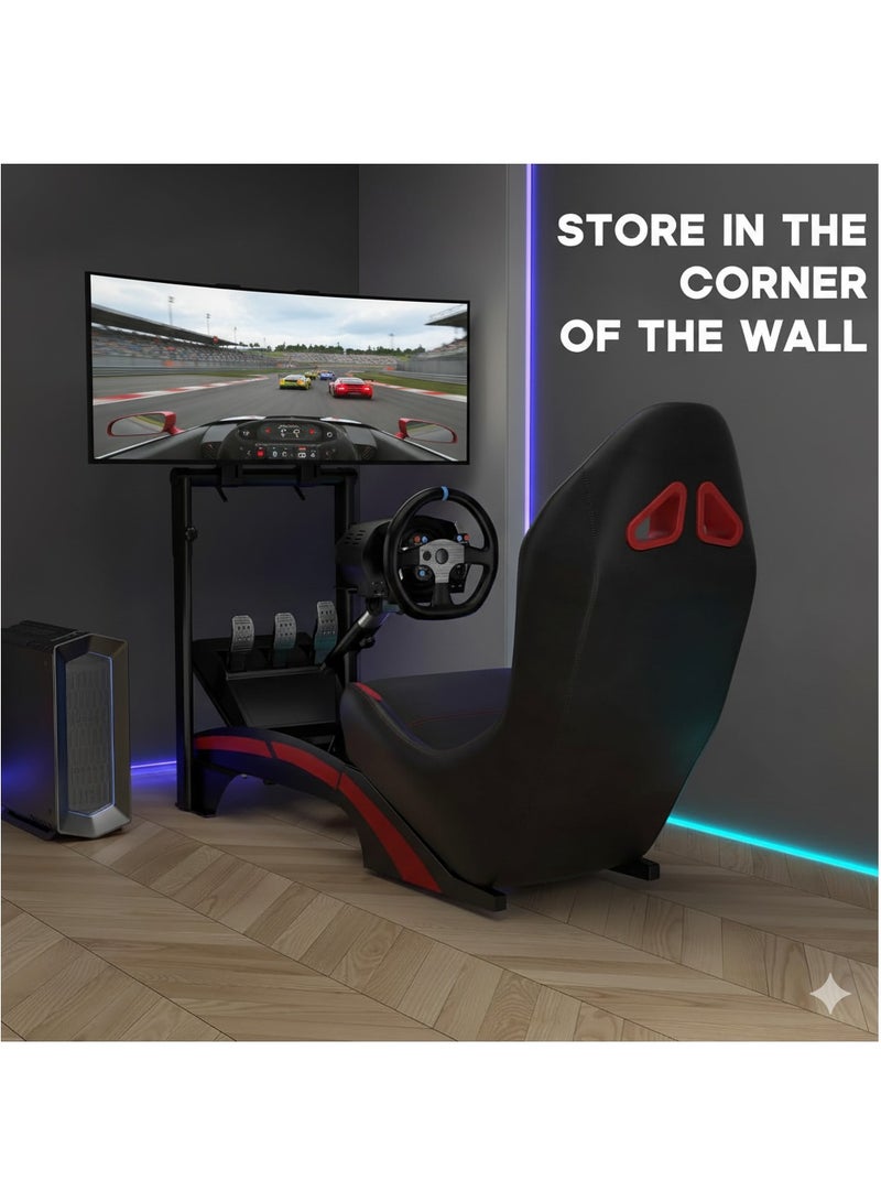 FlashHawk Racing Simulator Stand with Gaming Seat for Logitech G923 | G29 | G920 | Thrustmaster | Fanatec Wheels | Xbox One, PS4, PC Platforms - Image 2
