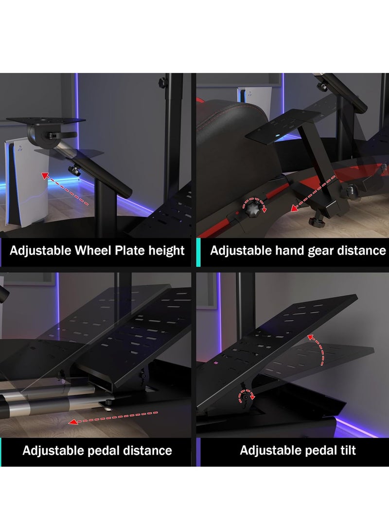 FlashHawk Racing Simulator Stand with Gaming Seat for Logitech G923 | G29 | G920 | Thrustmaster | Fanatec Wheels | Xbox One, PS4, PC Platforms - Image 3