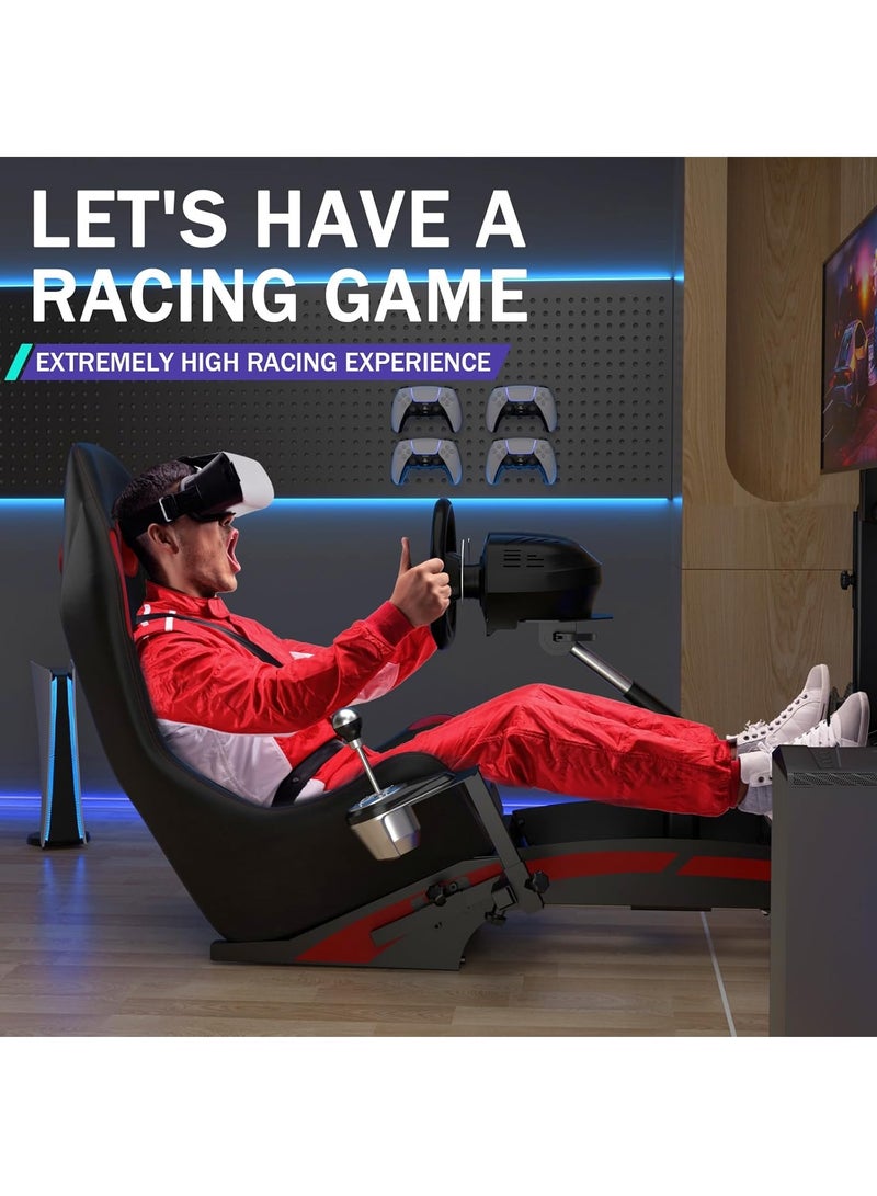 FlashHawk Racing Simulator Stand with Gaming Seat for Logitech G923 | G29 | G920 | Thrustmaster | Fanatec Wheels | Xbox One, PS4, PC Platforms - Image 4