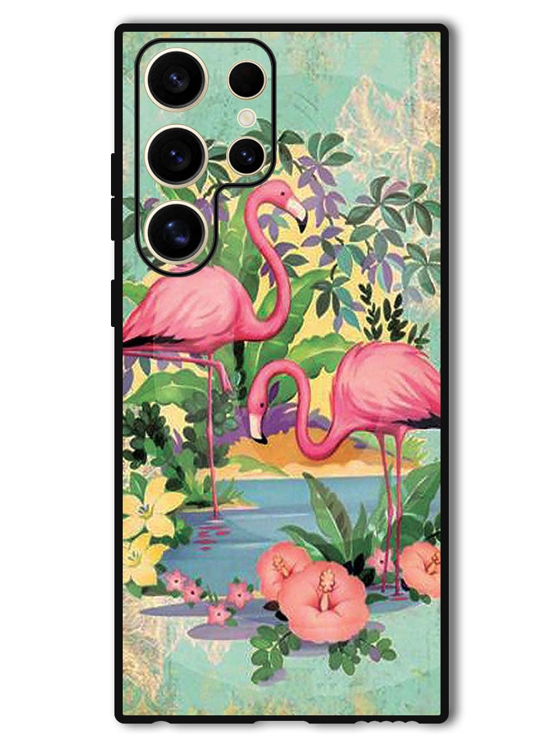 Theodor Protective Case Anti Scratch Shock Proof Bumper Cover For Samsung Galaxy S24 Ultra Pink Flamingoes - Image 1