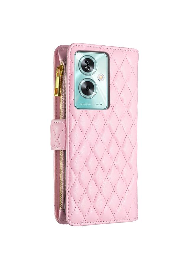 اس-توب جراب لهاتف OPPO A79 5G مع محفظة جلدية قابلة للطي بتصميم شبكي ماسي وسحاب - Image 3