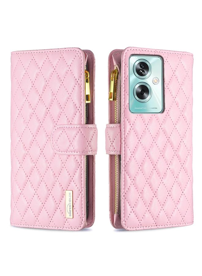 اس-توب جراب لهاتف OPPO A79 5G مع محفظة جلدية قابلة للطي بتصميم شبكي ماسي وسحاب - Image 1