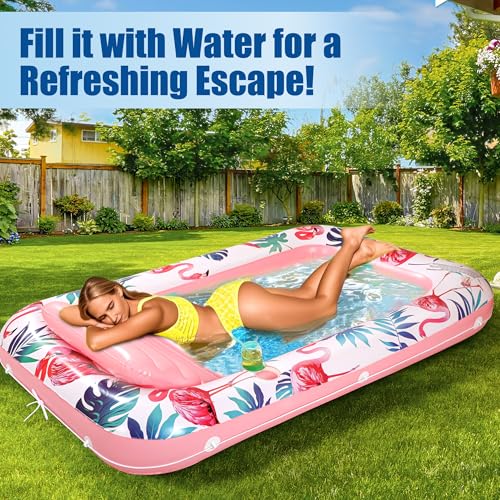 PANADAJOY Premium Inflatable Tanning Pool Lounger Lake Flamingo Pool Float Floaties for Adults Comfortable Design with Cup Holders and Headrest Perfect for Beach Parties Lake Lounging and Tanning - Image 5