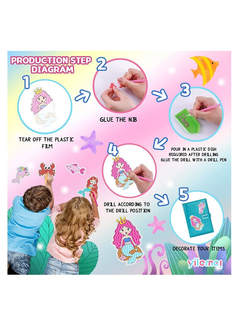 SYOSI Diamond Painting Stickers Kits for Kids, Paint by Numbers Diamonds for Adult Beginners, DIY Gem 5D Diamond Art Mosaic Stickers for Girls (Ocean World) - Image 5