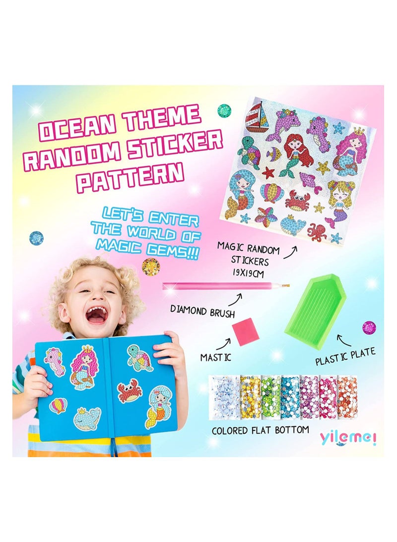 SYOSI Diamond Painting Stickers Kits for Kids, Paint by Numbers Diamonds for Adult Beginners, DIY Gem 5D Diamond Art Mosaic Stickers for Girls (Ocean World) - Image 4