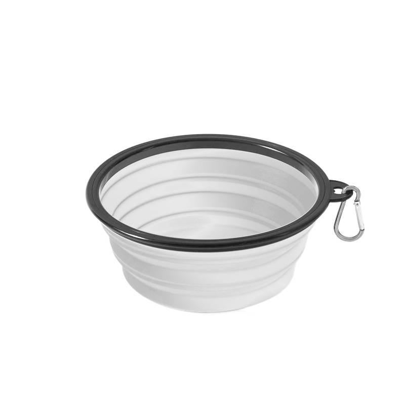 Collapsible Silicone 650 ml Pet Bowl Portable with Design Silicone Build Detail for dogs cats travel walks and outdoor feeding in White On The Go - Image 1