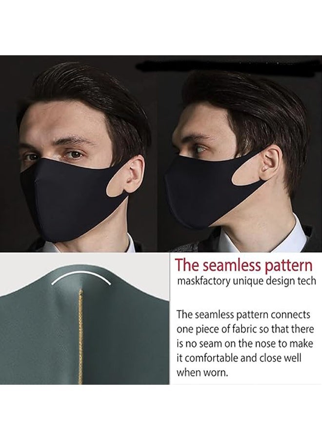 KANGLI Reusable Washable 3D Ice Silk Face Mask for Adults 3 Pieces Black - Image 2